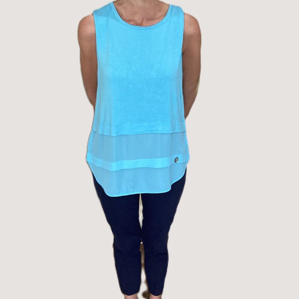 Michael Kors • Size S • Sleeveless Tiered Hem Tunic Top • Pale Turquoise
